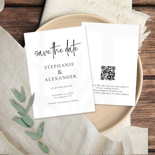 Modern Script QR Code Wedding Any Color  Save The Date
