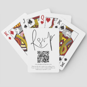 Modern Script QR code Wedding Playing Card RSVP