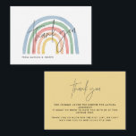 modern script rainbow baby shower thank you note card<br><div class="desc">Baby shower script watercolor rainbow elegant party design. Ideal gender neutral</div>