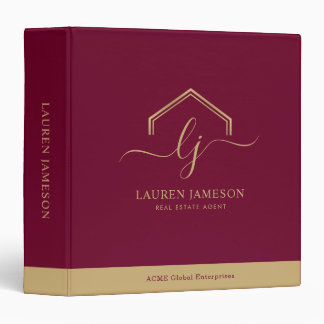 Modern Script Real Estate Promotional Realtor Logo 3 Ring Binder