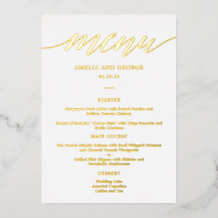 Modern Script REAL FOIL Elegant Menu Card