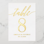Modern Script REAL FOIL Table Number Card<br><div class="desc">Add a touch of shimmering elegance to your special day with real foil table number cards. Visit our website at www.berryberrysweet.com for stylish stationery designs and personalized gifts.</div>