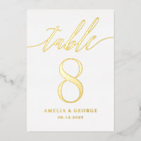 Modern Script REAL FOIL Table Number Card