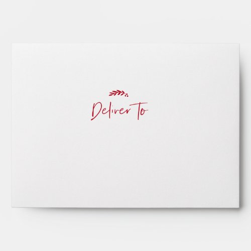 Modern Script Red and White Christmas Holiday Card Envelope