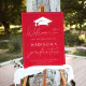 Modern Script Red Graduation Party Welcome Sign