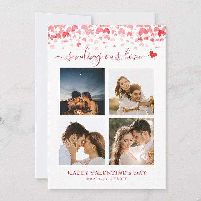 Modern Script Red Heart Valentine's Card Photo (Front)