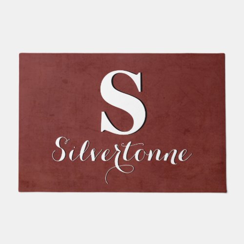 Modern Script Red Monogram Doormat