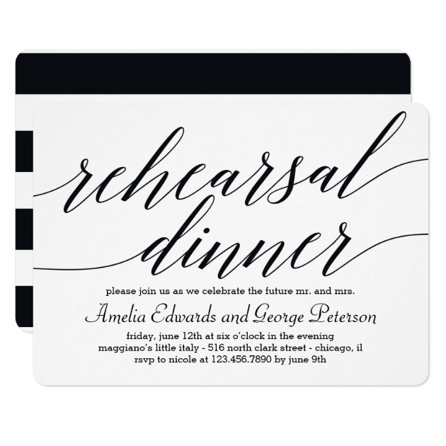 Modern Script Rehearsal Dinner Invitation