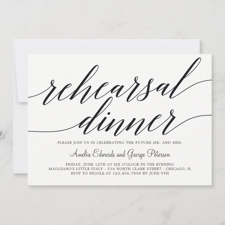 Modern Script Rehearsal Dinner Invitation 