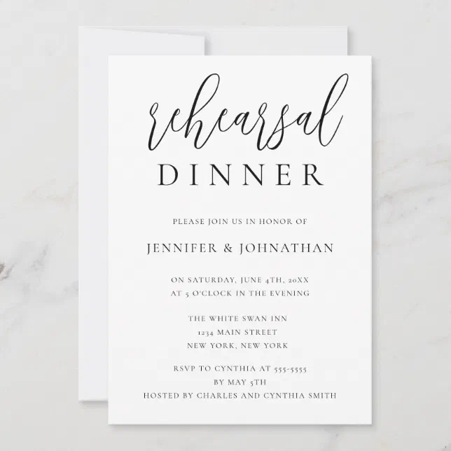 Modern Script Rehearsal Dinner Invitations | Zazzle