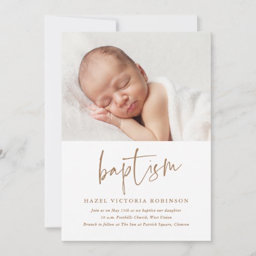 Modern Script Religious Baptism & Christening Invitation | Zazzle