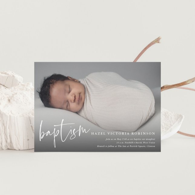 Modern Script Religious Baptism & Christening Invitation (Creator Uploaded)