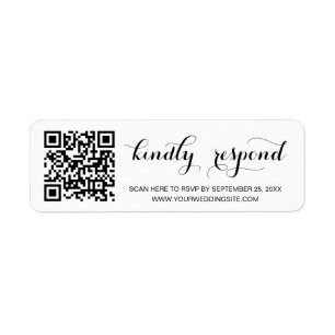Modern Script Return Label RSVP QR Code