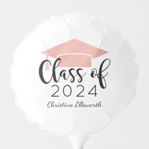 Modern Script Rose Gold 2024 Custom Graduation Balloon