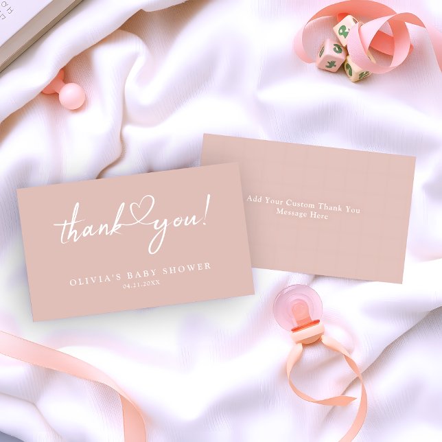 Modern Script Rose Gold Baby Shower Thank You Card (Creator Uploaded)