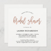 Modern Script | Rose Gold Bridal Shower Invitation (Front/Back)