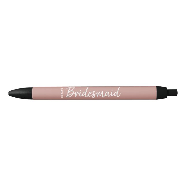 Modern Script Rose Gold Bridesmaid Name Pen (Front)