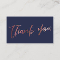 Modern Script Rose Gold on Navy Thank You Insert