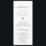 Modern Script Rose Gold Welcome Wedding Program<br><div class="desc">This chic wedding program shines with simplicity. Modern typography and gorgeous calligraphy accented by a pretty heart in (printed) rose gold,  this order of service with a summary of key people on the back is both minimalist and elegant.</div>
