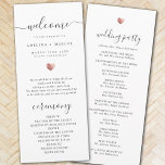 Modern Script Rose Gold Welcome Wedding Program<br><div class="desc">This chic wedding program shines with simplicity. Modern typography and gorgeous calligraphy accented by a pretty heart in (printed) rose gold,  this order of service with a summary of key people on the back is both minimalist and elegant.</div>
