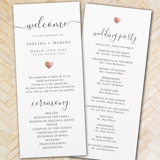 Modern Script Rose Gold Welcome Wedding Program (Creator Uploaded)