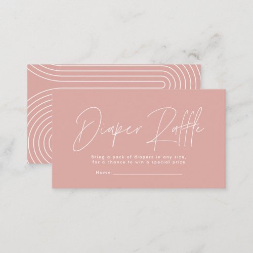 modern script rose pink baby shower diaper raffle note card