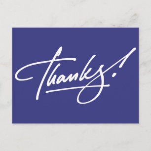 Modern Script Royal Blue Thank You Card