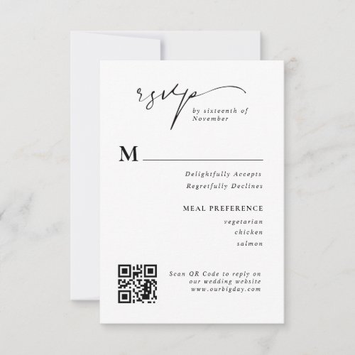 Modern Script RSVP QR Code Wedding Response Card