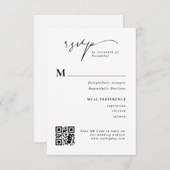 Modern Script RSVP QR Code Wedding Response Card | Zazzle