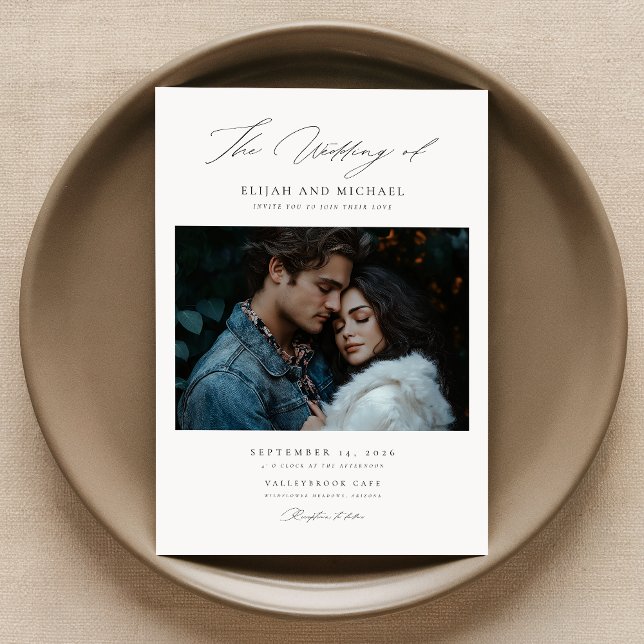 Modern Script Rustic Elegance Wedding Invite (Creator Uploaded)