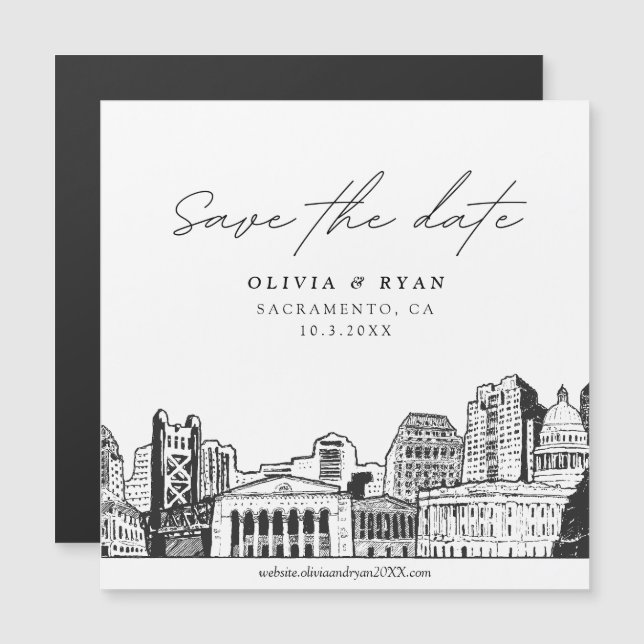 Modern Script Sacramento Save the Date Magnet (Front/Back)
