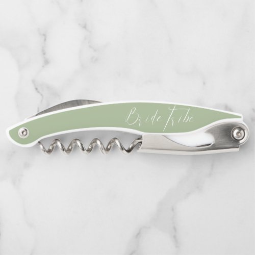 Modern Script Sage Bridesmaid Proposal Bride Tribe Waiters Corkscrew