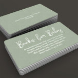 Modern Script Sage Green Baby shower Book Request Enclosure Card