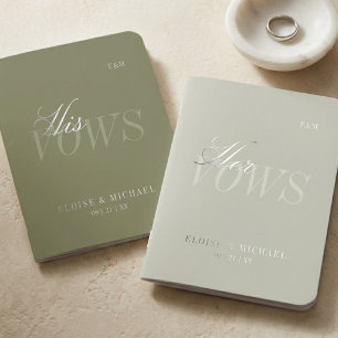 Modern Script Sage Green Formal Wedding Foil Vow Books