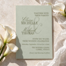 Modern Script Sage Green Formal Wedding