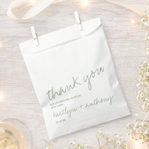 Modern Script Sage Green Minimalistic Wedding Favor Bag