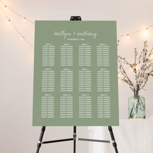 Modern Script Sage Green Minimalistic Wedding Foam Board