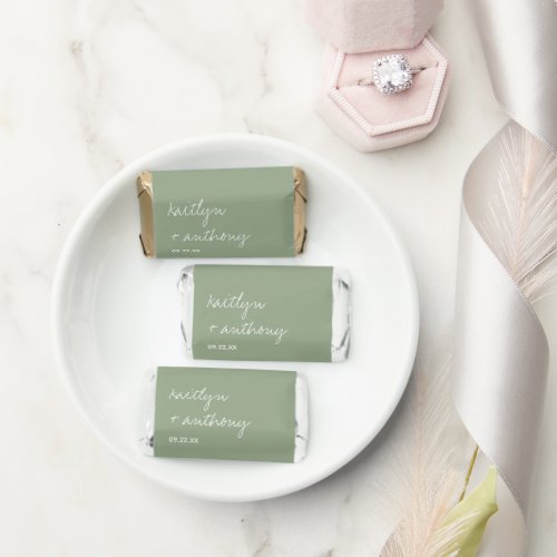 Modern Script Sage Green Minimalistic Wedding Hersheys Miniatures