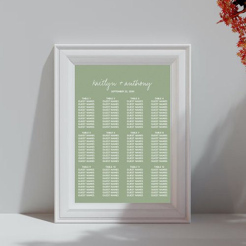 Modern Script Sage Green Minimalistic Wedding Poster