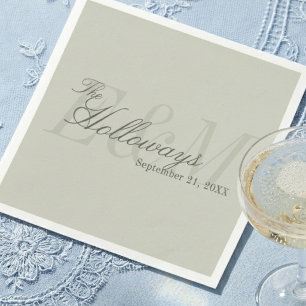 Modern Script Sage Green Monogram Wedding Napkins
