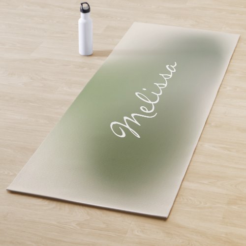 Modern Script Sage Green Ombre Gradient Fitness Yoga Mat