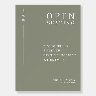 Modern Script Sage Green Open Seating Wedding  Foam Board