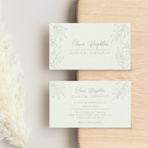 Modern Script Sage Green Therapist Business Card
