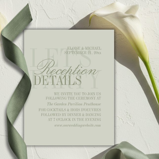 Modern Script Sage Green Wedding Details Enclosure Card (Modern Script Sage Green Wedding Details Enclosure Card)