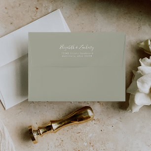 Modern Script Sage Green Wedding Envelope