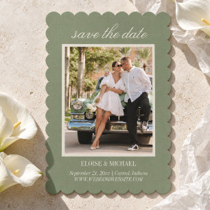 Modern Script Sage Green Wedding Photo Save The Date