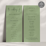 Modern Script Sage Green Wedding Program<br><div class="desc">Modern Script Sage Green Wedding Available digitally and printed. A modern typographical design for your wedding programs. The main header is in a stylish set script and the rest of the text you can easily personalize. You can change the text and background colors if you wish to match your wedding...</div>