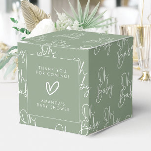 Modern Script Sage Oh Baby Simple Baby Shower Favor Boxes