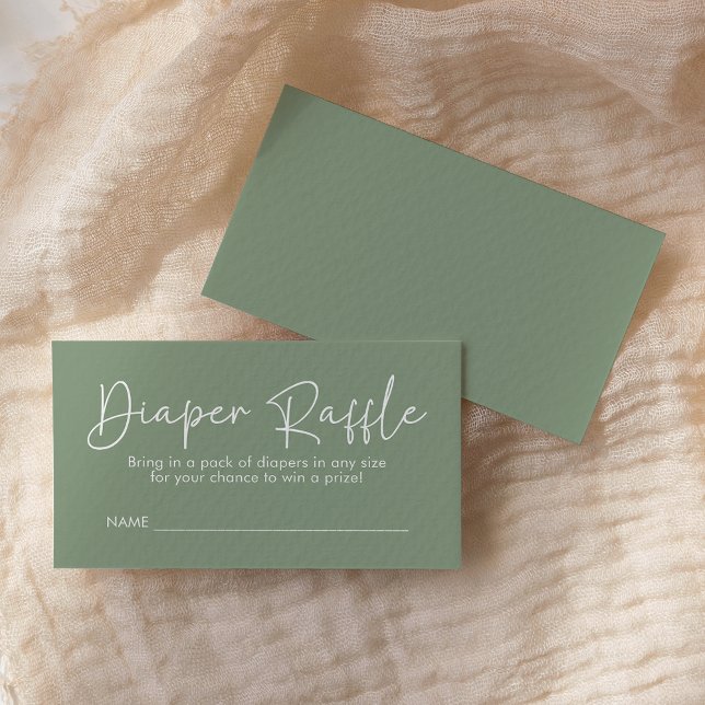 Modern Script Sage Oh Baby Simple Diaper Raffle Enclosure Card (Creator Uploaded)