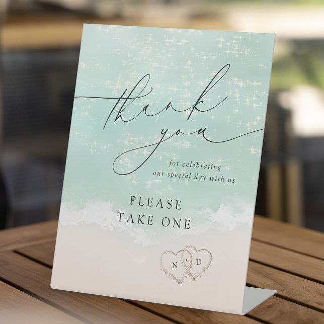 Modern Script Sand Hearts Beach Signature Drinks Pedestal Sign (Modern Script Sand Hearts Beach Signature Drinks Pedestal Sign)